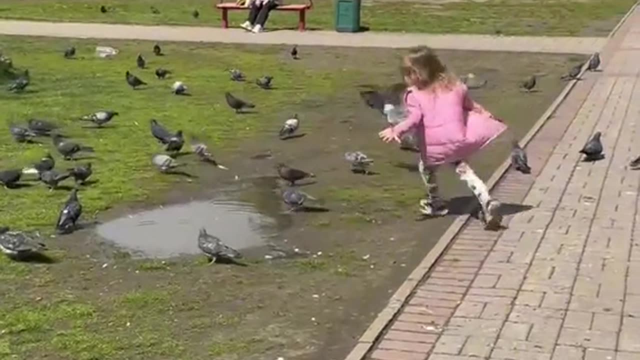 Little Girl Falls Into a Puddle