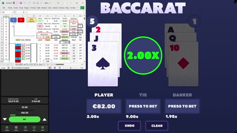 Baccarat - 23 units won in 8 minutes, 41.3% hit rate, 70 unit drawdown, to level 8, LCSD set to 0.7