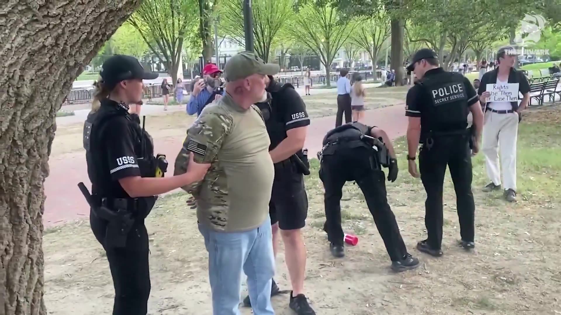 Liberal arrested after he burns American flag in front of the White House.
