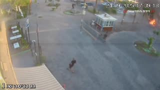 New surveillance camera footage shows the moment of the Houthi drone impact in Eilat today.