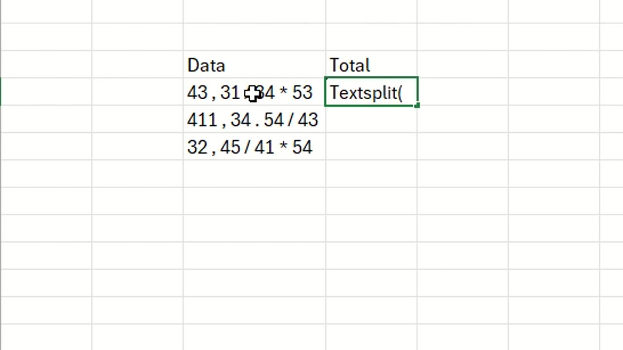 How to use the textsplit for more than one delimiter and find the total of the data