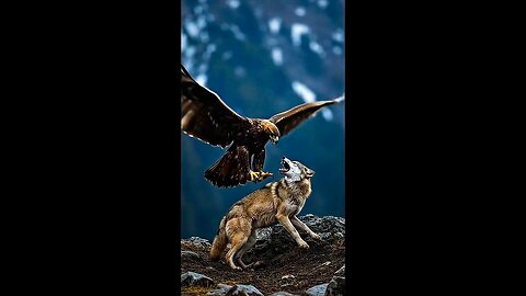 Epic Clash: Golden Eagle vs Wolf in the Mountains shorts #wildlife #goldeneagle #wolf #mountain
