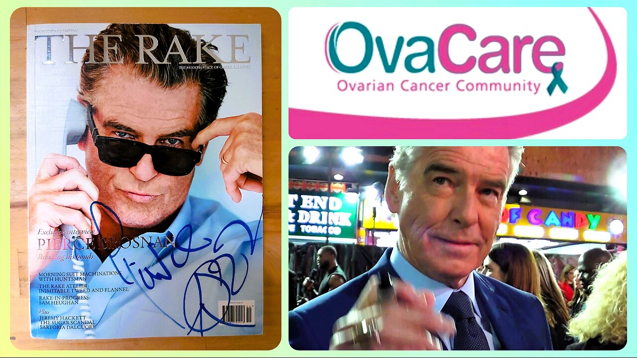 PIERCE BROSNAN ⭐ signs Art Journal for Irish 💚 Ovarian Cancer charity : OVACARE 💚 delivered 8/5/25