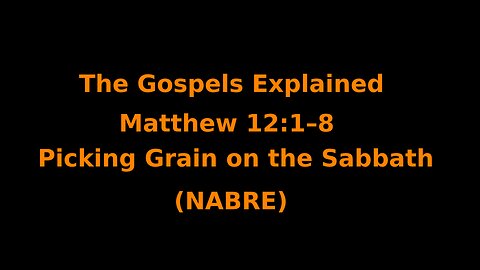 The Gospels Explained - Matthew 12:1–8 - Picking Grain on the Sabbath - (NABRE)