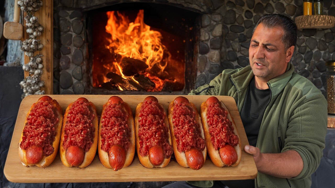 Giant Chilli Dogs Cooked Over Open Fire - Wilderness Style Hot Dogs!
