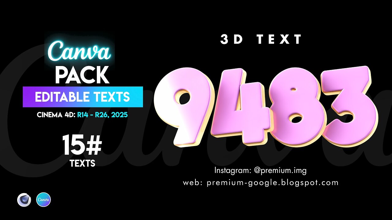 Pack #5 Of Editable Text Cinema 4D R14 - R25, 2025 | Canva
