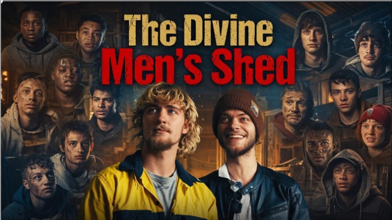 The Divine Men's Shed, with Xavier and Rowan.