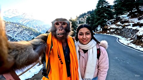 monkey vlogging in Kashmir