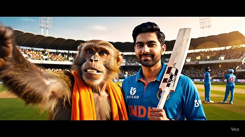 monkey vlogging in cricket ground