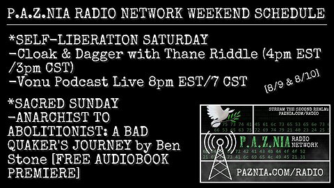 [P.A.Z.NIA RADIO NETWORK] Cloak & Dagger + Building The Second Realm + Vonu Podcast LIVE (CALL-IN)