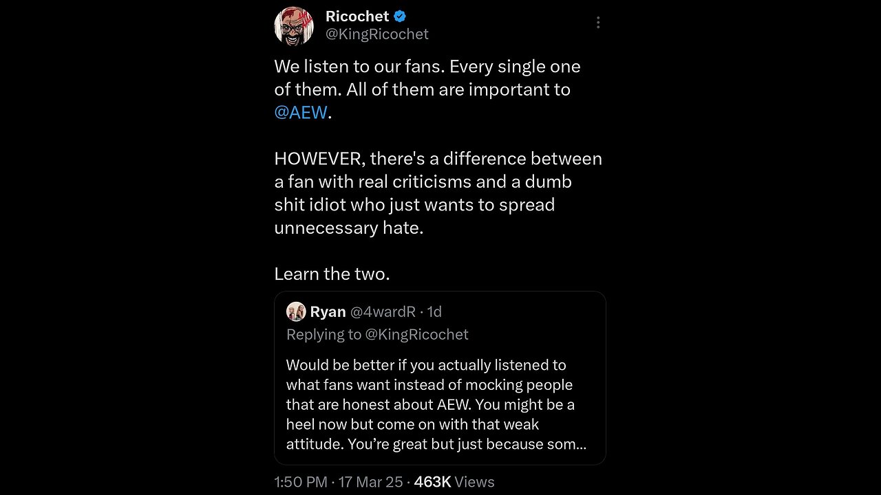 Ricochet is a BULLY – Says He Listens to Fans, But Just Insults Them! #shorts