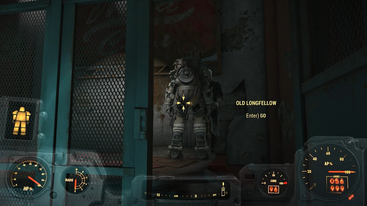Never enter power armour from the front (Fallout 4)