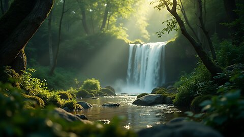 💧 Hidden Waterfall Ambience 🌿 | Waterfall Sounds, Flowing Stream & Birds Singing | 3-Hour ASMR