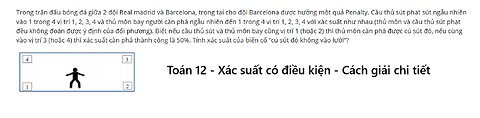 Toán 12: Trong trận đấu bóng đá giữa 2 đội Real madrid và Barcelona, trọng tài cho đội Barcelona