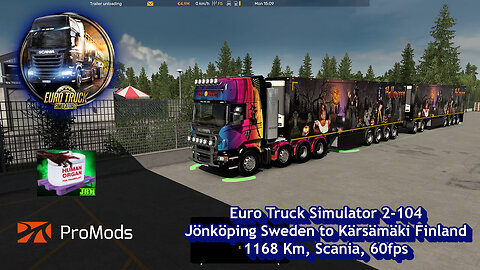 Euro Truck Simulator 2-104, Jönköping Sweden to Kärsämäki Finland, 1168 Km, Scania, 60fps