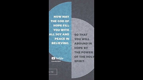 Scripture of the day is Roman's 15:13