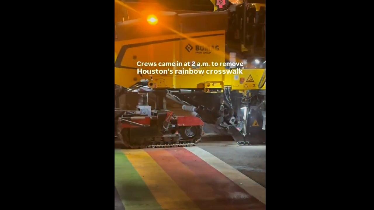 Houston TX construction crews worked thru the night to remove a Pride crosswalk