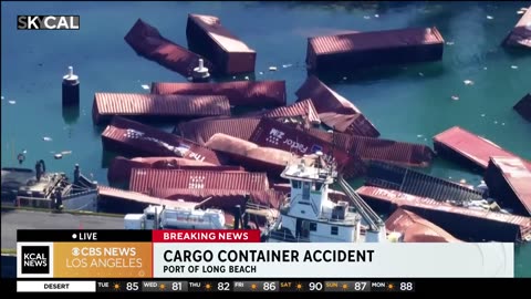 Dozens of shipping containers spill into ocean after apparent accident at Port of Long Beach.