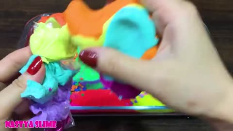 RAINBOW slime Mixing random into GLOSSY Slime Satisfying Slime Video_part4