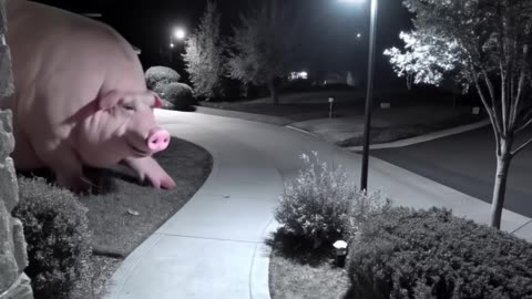 Huge pig caught on CCTV
