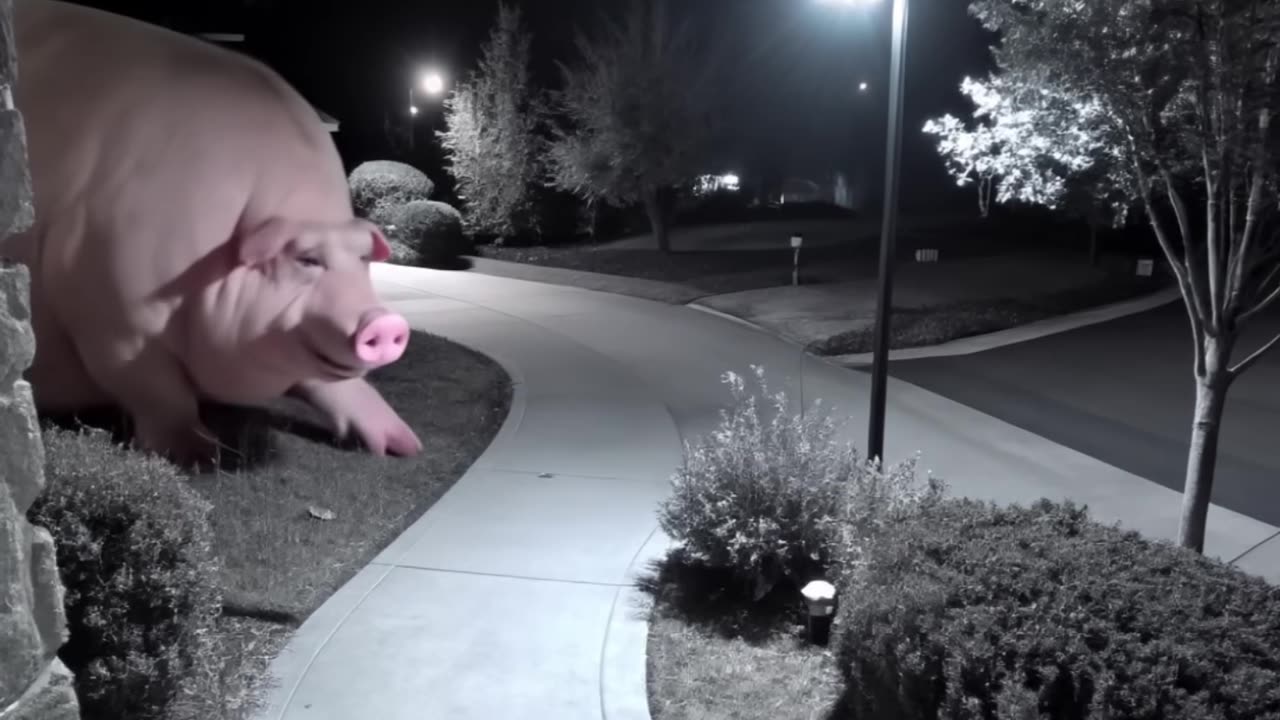 Huge pig caught on CCTV
