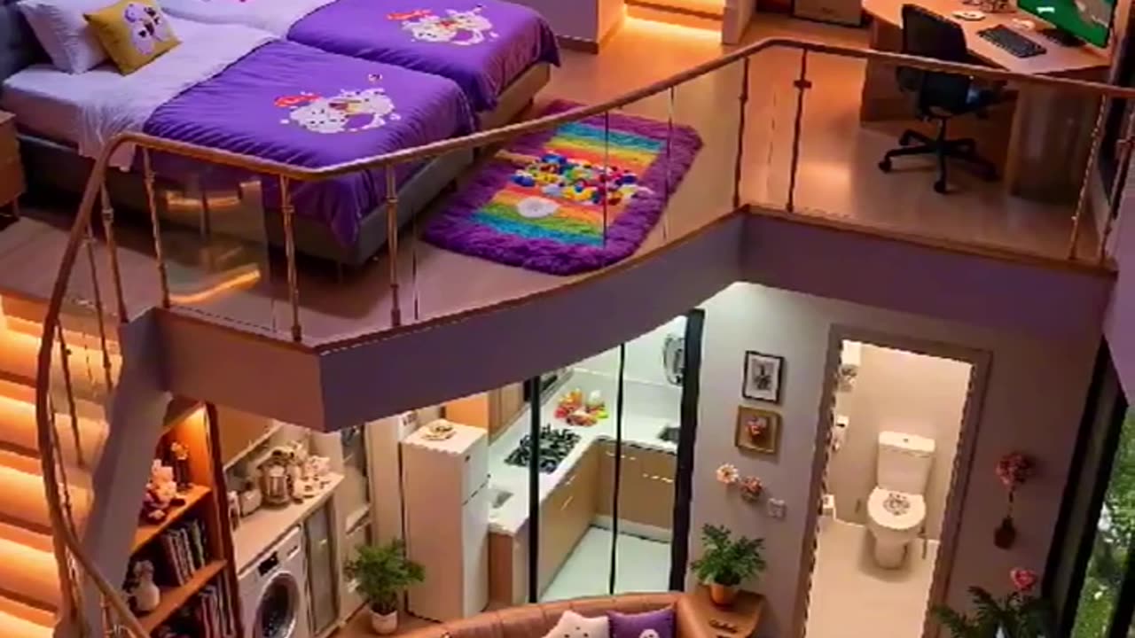 Cozy relaxing loft apartment interior design