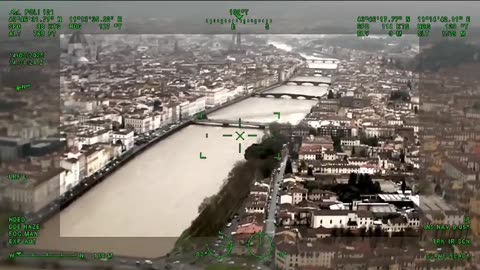 Firenze - MALTEMPO. ANCHE ELICOTTERO POLIZIA MONITORA L'ARNO IN PIENA (15.03.25)