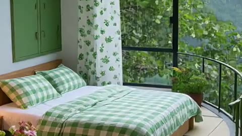 Resort Room, Scenic Bedroom with Misty Views.