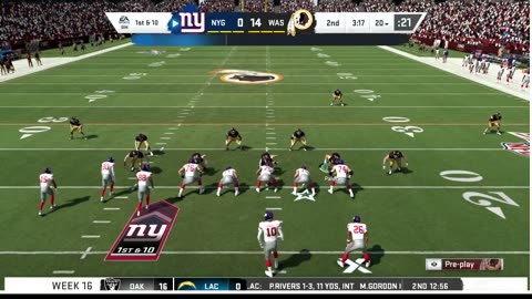 1965 REDSKINS VS Madden 20 I Franchise SEASON 1 WEEK 16 REDSKINS VS new york giants