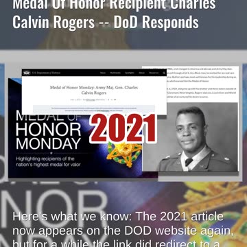 Fact Check: DoD Site Removes, Restores Article About Medal Of Honor Recipient Charles Calvin Rogers