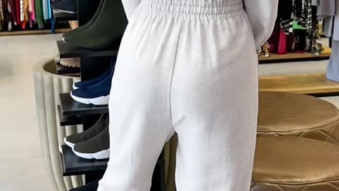 Lapel V-neck Collar Shirred Drawstring Waist Jumpsuit