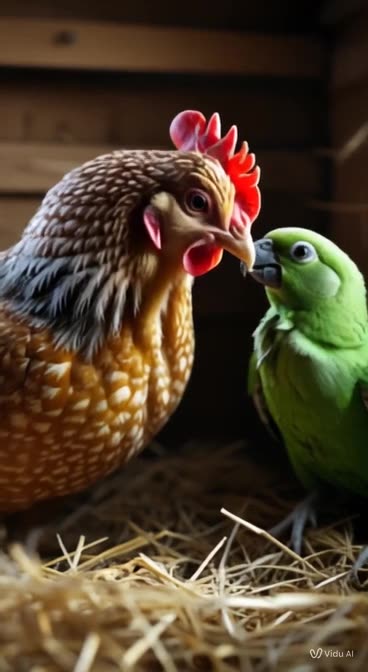 When a Chicken Meets a Parrot: The Most Unexpected Friendship!