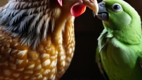 When a Chicken Meets a Parrot: The Most Unexpected Friendship!