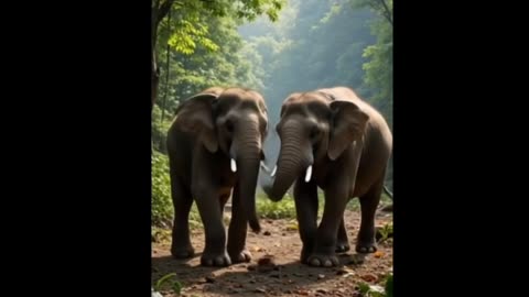 Elephant and Bear In Jungle #animal #trending #elephent