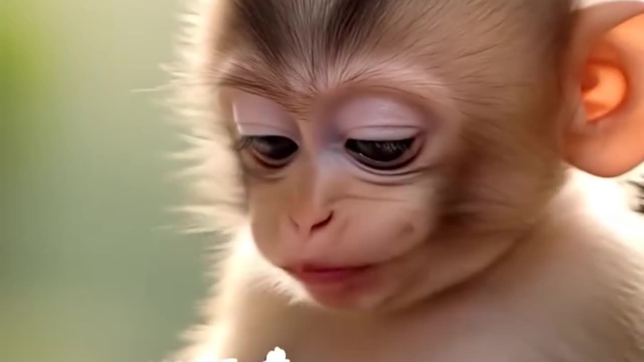 Watch This Adorable Baby Monkey Devour Rice! 🐒🍚 Cuteness Overload!