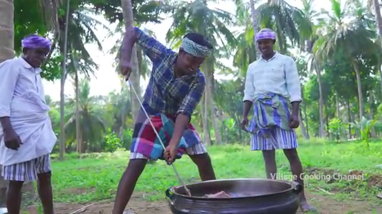 1000_STRAWBERRY___Rava_Kesari_Recipe_using_Strawberry_Jam___Strawberry_Recipe_Cooking_in_Village