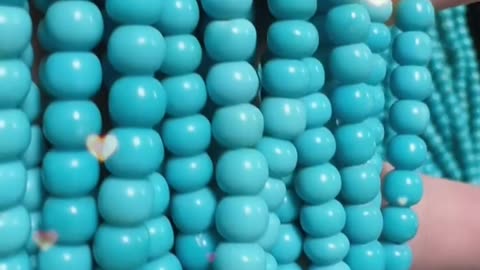 250528-2 Sleeping Beauty Turquoise Bead Strand: Flowing Deep-Sea Blues Around the Neck