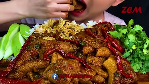 MUKBANG EATING||SPICY MUTTON HONEYCOMB AND TOWELS PARTS CURRY