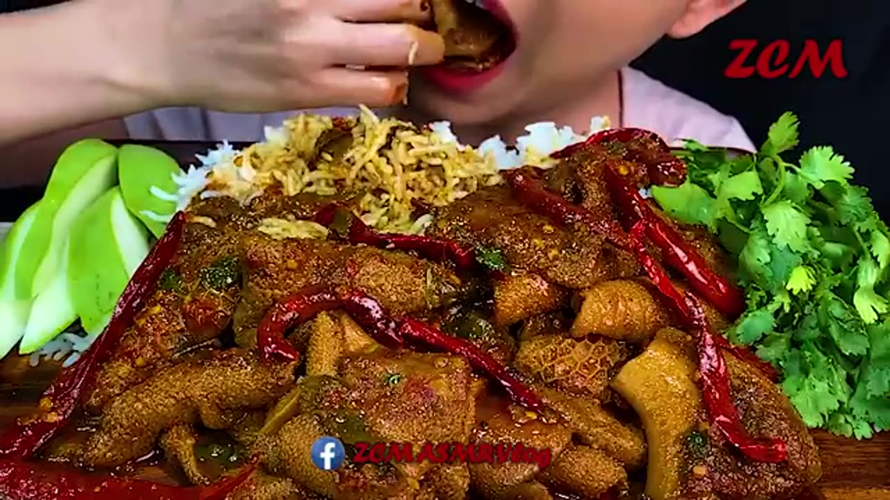 MUKBANG EATING||SPICY MUTTON HONEYCOMB AND TOWELS PARTS CURRY
