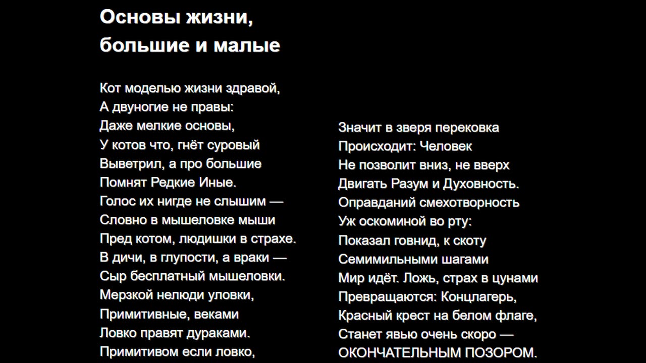 Основы жизни, большие и малые