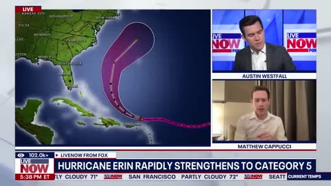 CATEGORY 5: Hurricane Erin rapidly strengthens as it moves up the Atlantic Ocean