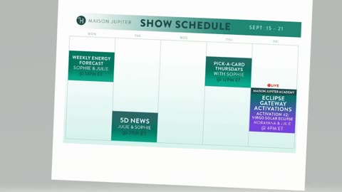 Maison Jupiter Weekly Schedule