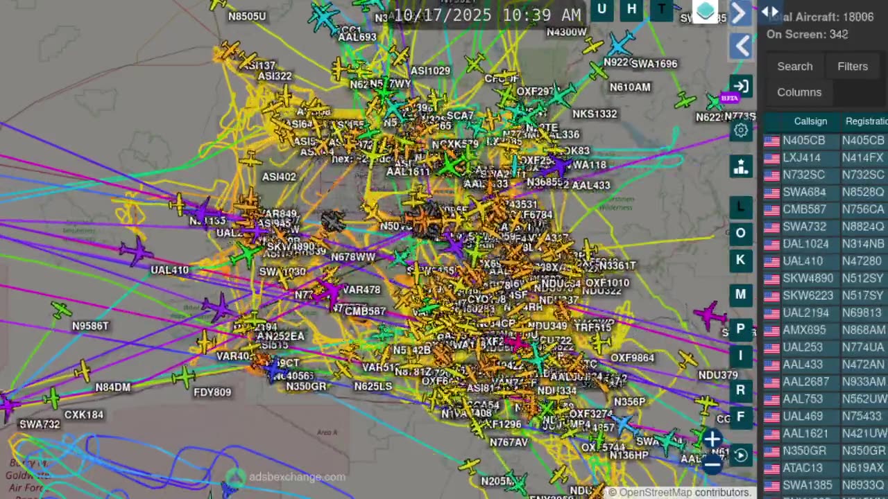 More Phoenix Arizona air traffic time lapses - Oct 21 2025 -