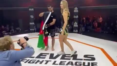 The Islamic fighter doesn't want to be photographed with a woman.