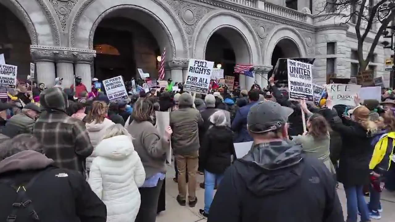 Crowd of protesters have gathered outside a Milwaukee courthouse to support Judge Hannah Dugan