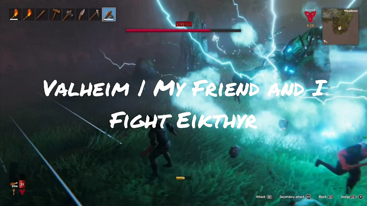 Valheim | Eikthyr Boss Fight With Friend (First Boss)