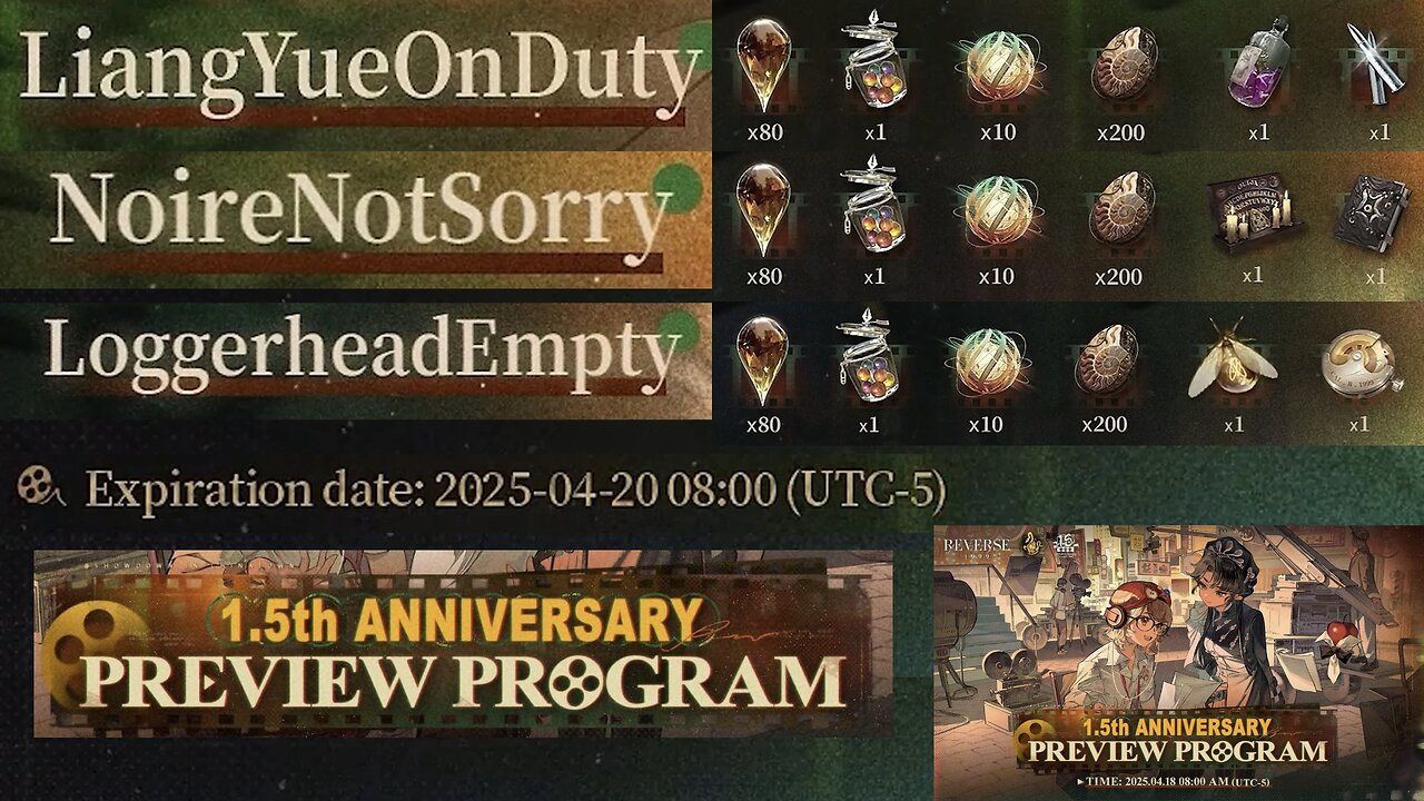 1.5th Anniversary Codes (Reverse: 1999)