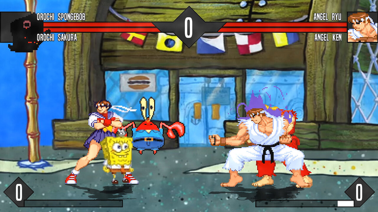 MUGEN - Orochi Spongebob & Orochi Sakura vs. Angel Ryu & Angel Ken - Download