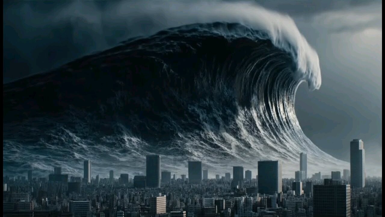 4K Megatsunami Strikes: Final Moments Before The City Disappears (AI generated) Short Film
