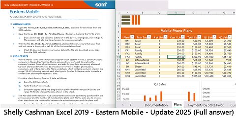 Shelly Cashman Excel 2019 | Module 8: SAM Project 1a | Eastern Mobile (Update 2025)